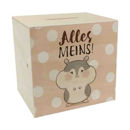 Hamster Spardose aus Holz mit Spruch Alles meins Süßes Kawaii-Design Nüsse Taschengeld Sparen Ideal für Geburtstag Meerschweinchenfreunde Hamsterbacke