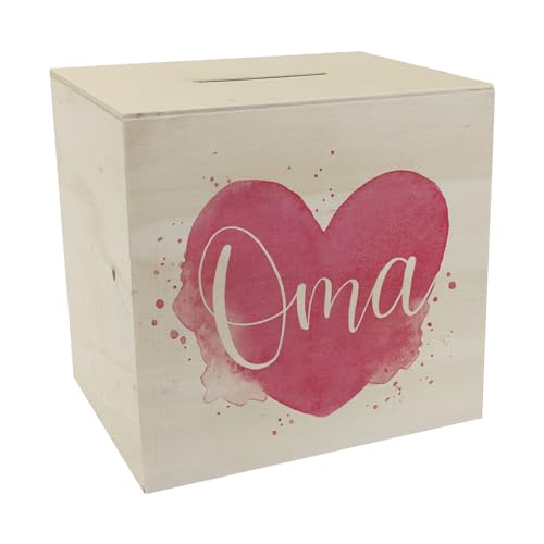 Oma-Herz Spardose aus Holz mit Spruch Oma Weltbeste Großmutter - Liebevolles Oma-Herz Sparschwein Familie Glück Deko in Pink Perfekt für Omi