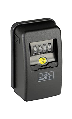 Burg-Wächter Schlüsseltresor mit 4-stelligem Zahlencode für außen und innen, magnetisch, beleuchtet, sicher, Wandmontage, Key Safe 60 L SB, Schwarz