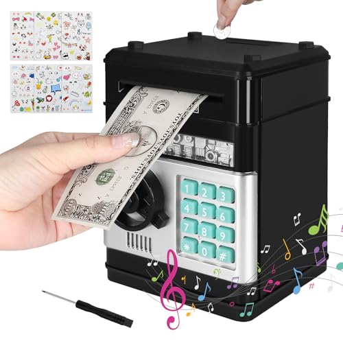 UCAMP Elektronische Spardose Tresor für Kinder,Digitale ATM Spardose mit Passwort & Automatischer Geldannahme,Inkl 6 Aufkleber,Schraubendreher,Geschenk für 3-12 Jahre Kind Electronic Money Box Safe