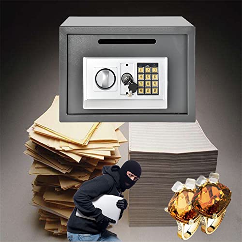 Front Load Drop Safe Box, 16L / 0,56 Kubikfuß Schnellzugriff-Waffenschränke für Crash, Schmuck, Safe für die Waffenaufbewahrung, Vollzifferntastatur und Notschlüssel, einfache Installation, abnehmba