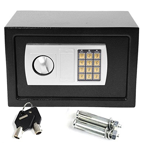 Autofather 8,5L Schwarz Safe Elektronischer Stahlbau Digitaler Sicherheitsschrank mit Schlüsseln für Zuhause Büro Hotel Geld Schmuck Bargeld Aufbewahrungsbox 31 x 20 x 20cm