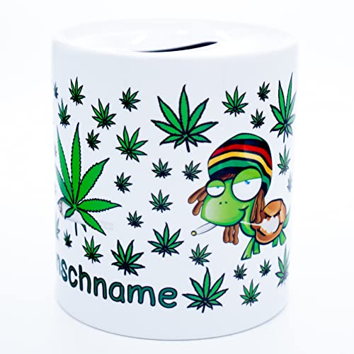 Chilltiere Spardose mit Namen Chillkröte Sparschwein Chill mal Relax Geburtstag Geschenk Lustig Witzig Spruch Büro Marihuana Weed Cannabis Artikel Kiffer Drogen Zubehör Gras Deko Joint THC