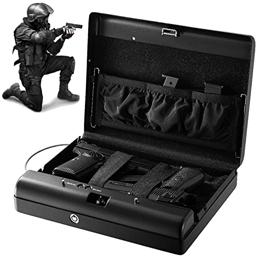 GEJLELDS Stahl-Safe,Pistole Safe Box Pistolen-Tresore Für Fingerabdrücke Mit Tastensperre,Schusswaffen-Sicherheitsvorrichtung Schneller Zugang Sicherheitsschloss Schlüsselgewölbe,340x295x85mm