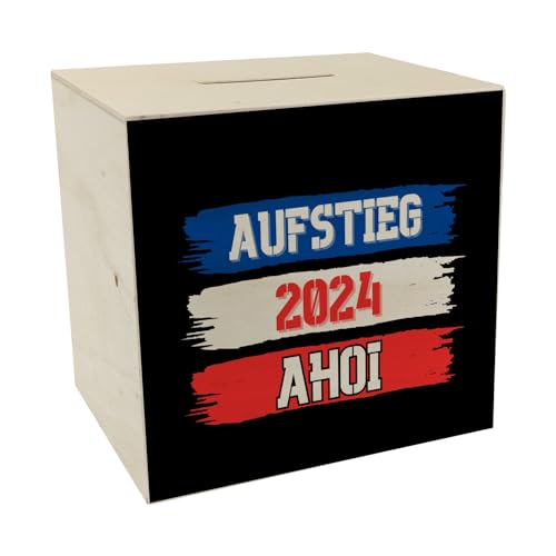 Kiel Aufstieg 2024 Spardose aus Holz mit Spruch AHOI Maritim Design Hafenstadt Kiel Ideale Idee für Fußball Aufsteiger aus Schleswig-Holstein Wappen