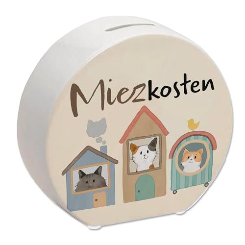 Katzen Spardose mit Spruch Miezkosten Für Katzenmensch Sparen leichtgemacht im Miezhaus Glückskatze Design Ideal für Haustierfans Mieten miete