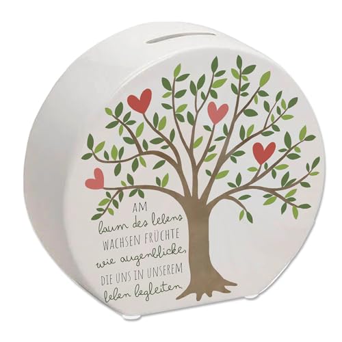 Lebensbaum Spardose mit Spruch Lebensbaum trägt Augenblicke als Früchte Symbol der Liebe Hochzeit Freundschaft Kommunion Konfirmation Familie