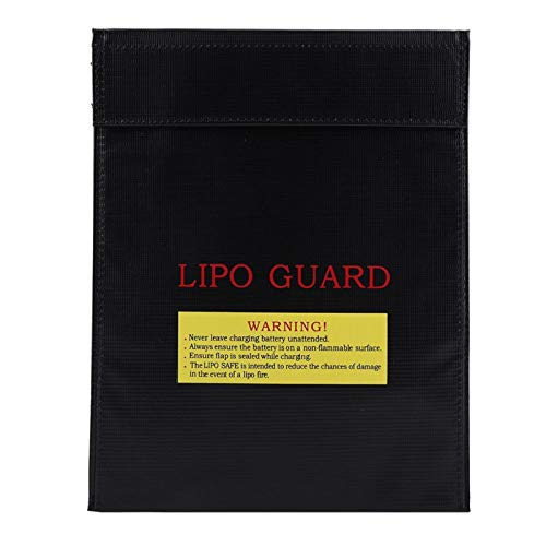 Feuerfeste Lipo-Tasche, feuerfeste Tasche Li-Po-Batterie-Sicherheitstaschen Tragbare Zwei-Größen-Tasche Ladesack(L-Schwarz)