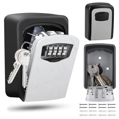 TechSafeKeyBox: Schlüsseltresor mit Zahlenschloss für die Wand - Minisafe mit 4-stelligem Code, Master Lock, Schlüsselbox mit Zahlencode und vorgebohrten Löchern