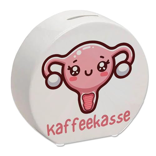 Gebärmutter Kawaii Spardose mit Spruch Kaffeekasse Cuterus Uterus Trinkgeldkasse Geburtstation Krankenhaus Entbindung mit Gesicht süßer Uterin-Stil charmantes Geschenk